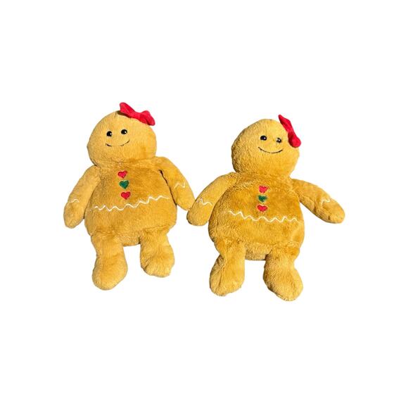 Warmies‎ 2 Girl Bow Gingerbread Weighted Microwaveable Christmas for Pain Cold - Picture 1 of 7